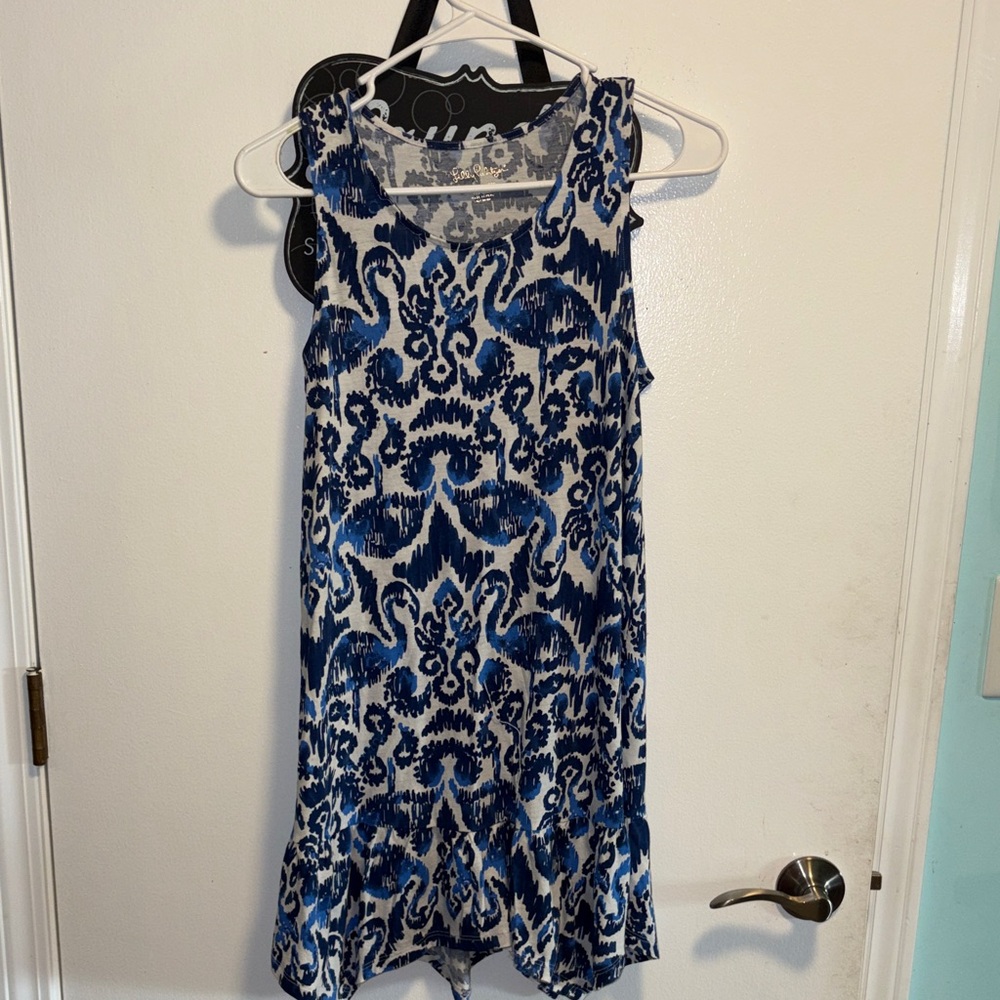 Lilly Pulitzer Blue and White Sleeveless Dress size xl (12/14)